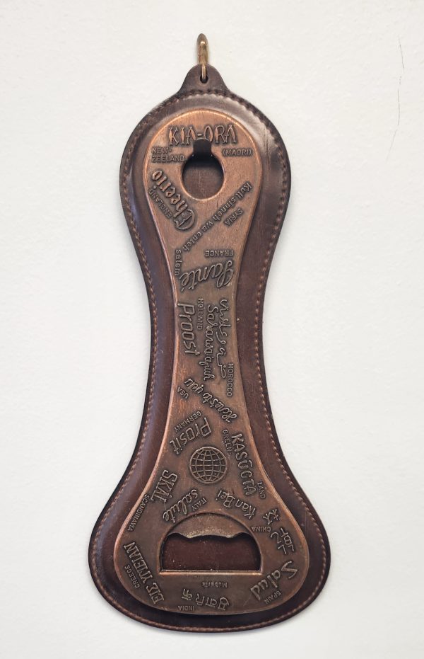 Copper Bottle Opener Spain England Germany India Salute Cheers with Leather Hanger