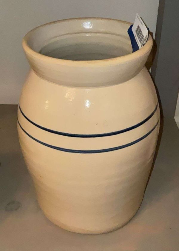 Stoneware jar w/ blue bands