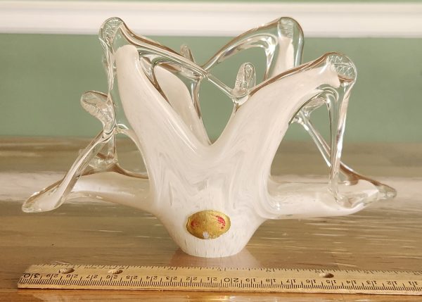 Murano White Glass Napkin Holder MCM - Image 2