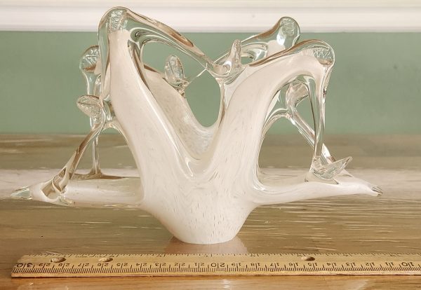 Murano White Glass Napkin Holder MCM - Image 3