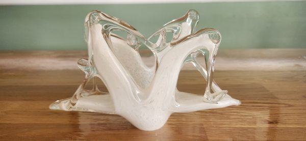 Murano White Glass Napkin Holder MCM - Image 4