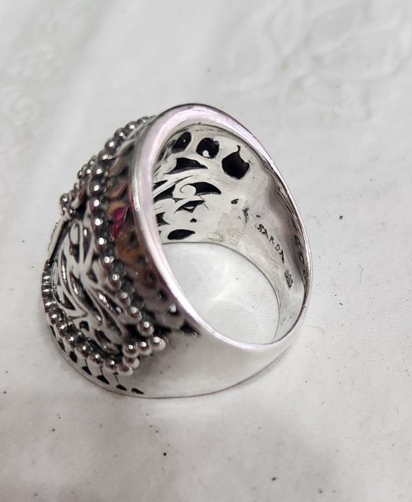 Sarda Bali Sterling .925 Silver Filigree Bead Accent Ring Size 7 - Image 2