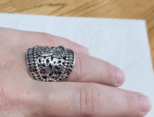 Sarda Bali Sterling .925 Silver Filigree Bead Accent Ring Size 7 - Image 7