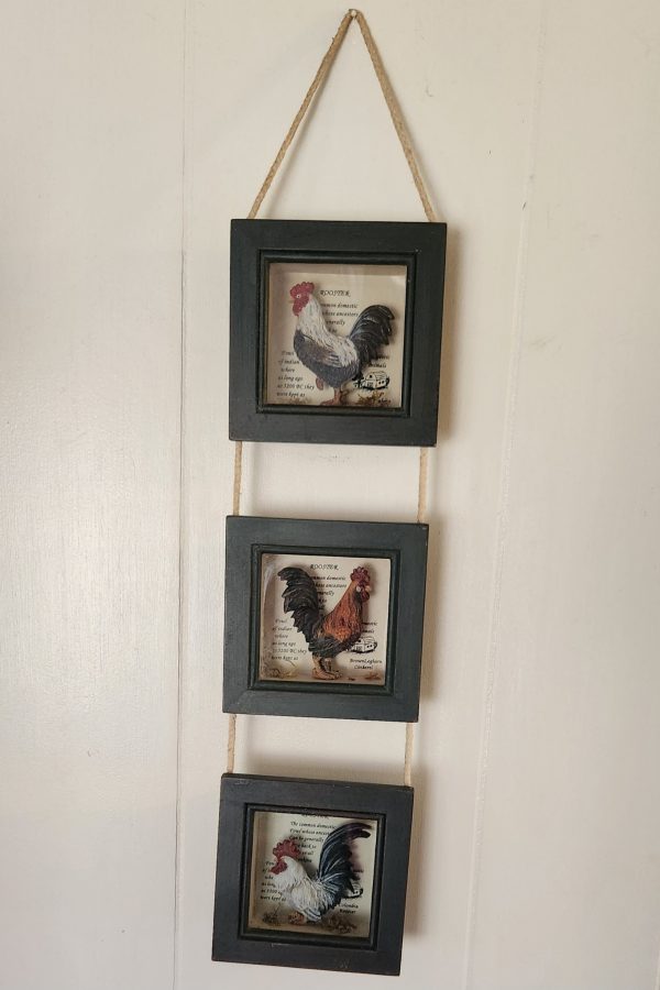 Rooster 3 Framed Shadowbox Style Wall Décor Hanging 24 inTall