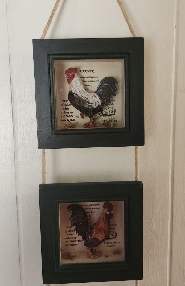 Rooster 3 Framed Shadowbox Style Wall Décor Hanging 24 inTall - Image 2