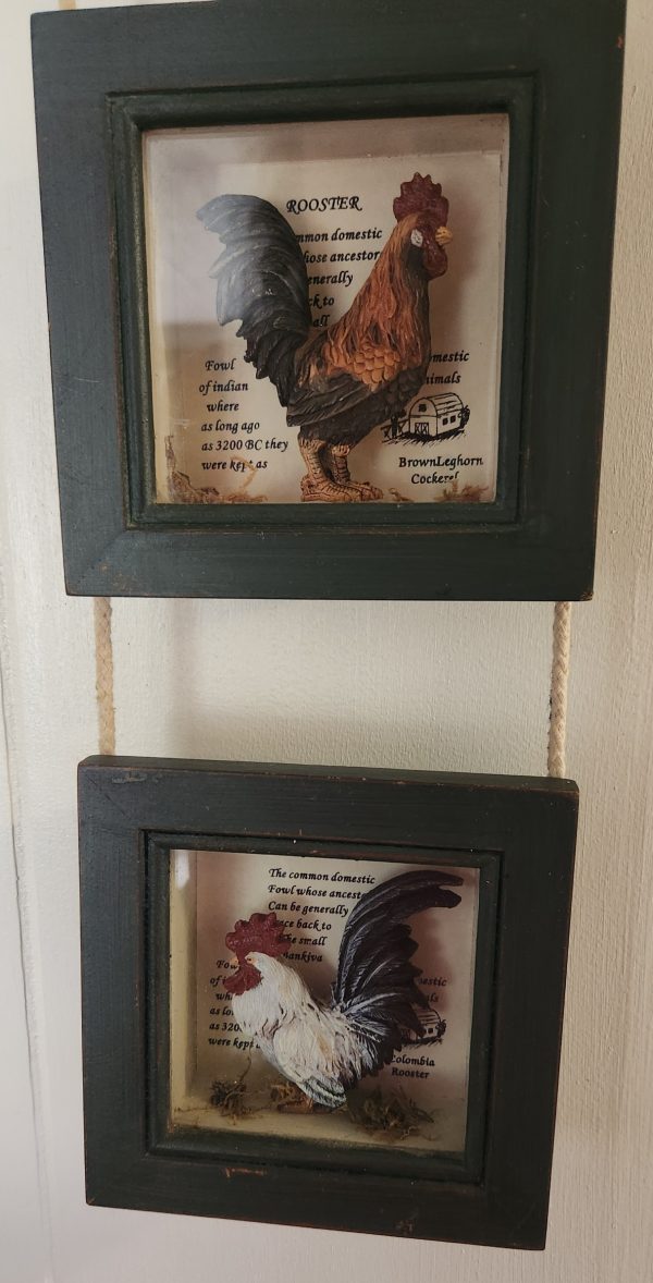 Rooster 3 Framed Shadowbox Style Wall Décor Hanging 24 inTall - Image 3