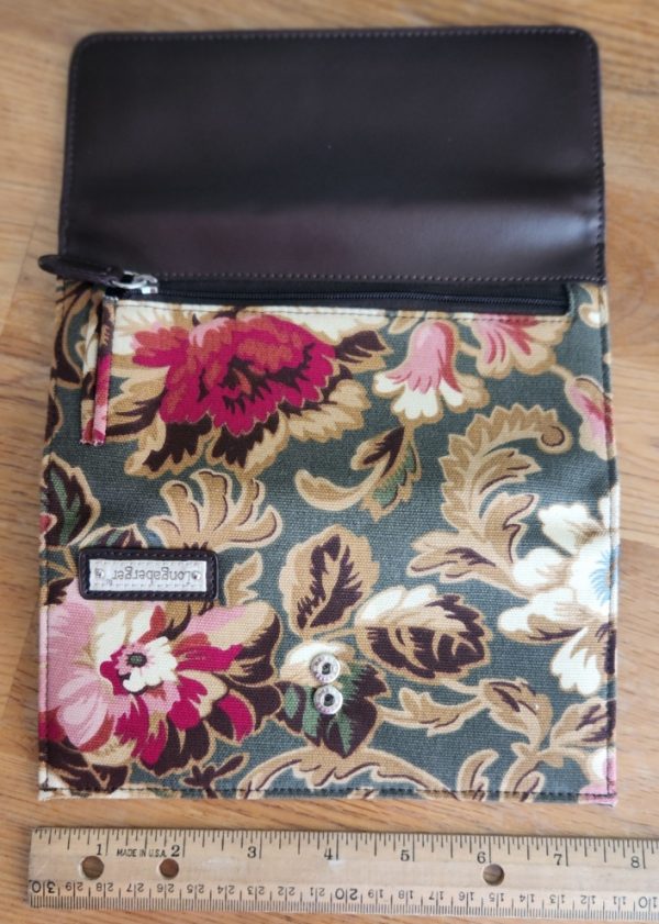 1980s Longaberger Tan And Brown Floral Wallet/Purse - Image 3