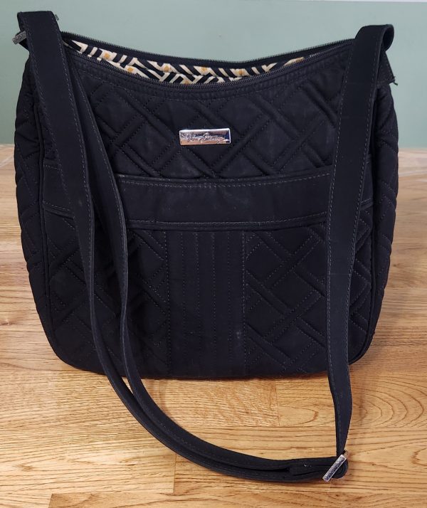 Vera Bradley Black Quilted Microfiber Carryall Crossbody Bag Purse - Image 2