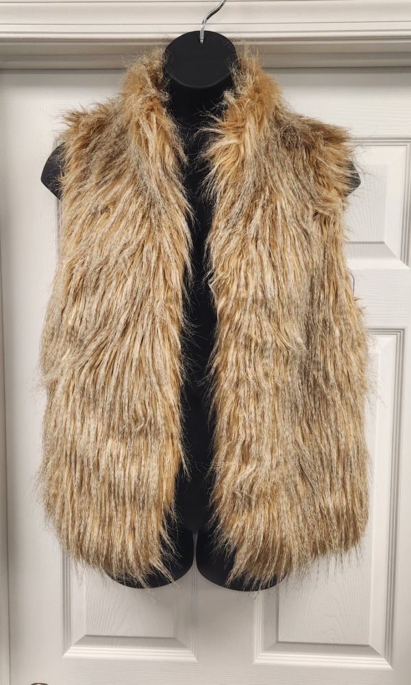 Donna Salyers Fabulous Faux Furs Woman's XL Tan/Cream Faux Fur Vest