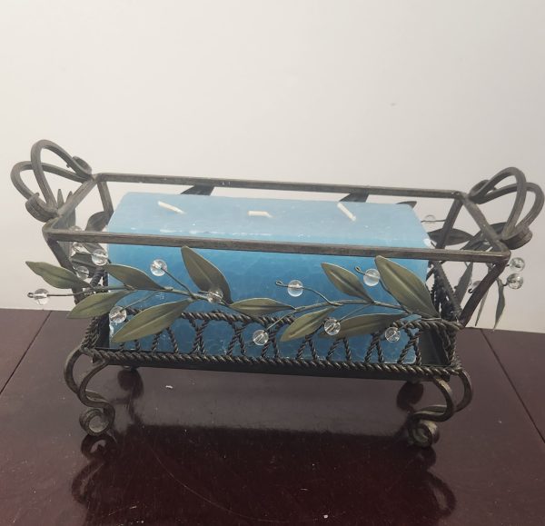 Partylite Garden Brick Candle Tray w/ Blue Candle