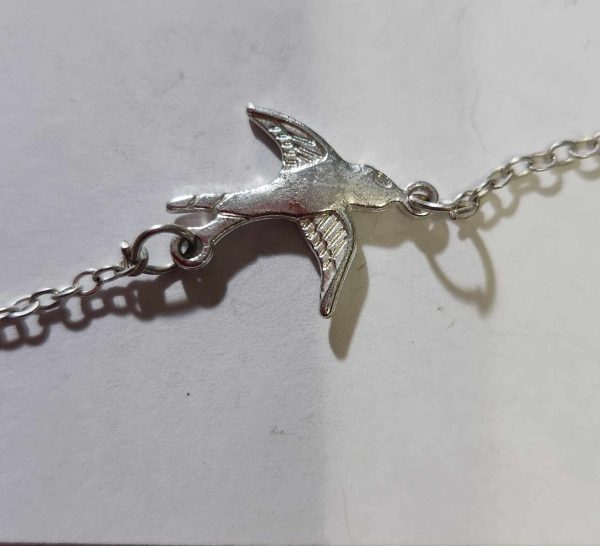 Silver Toned Bird Charm Necklace 14" - Image 2