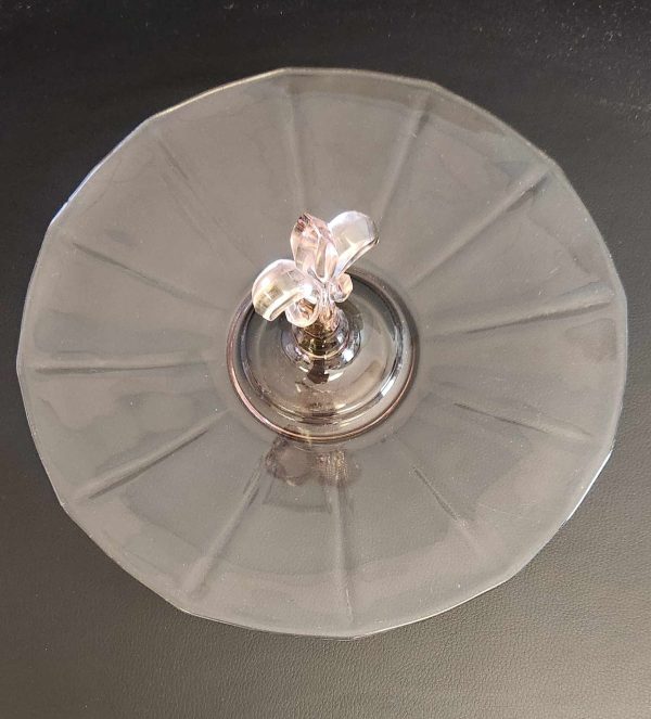 Fostoria Pink Depression Glass Fleur De Lis Handled Tray - Image 2