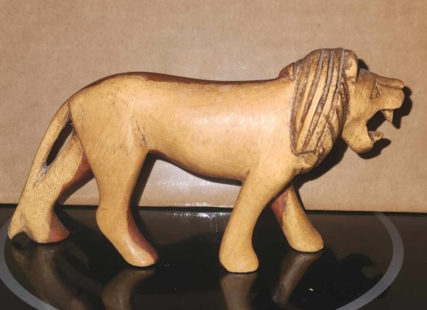 Handcarved Wooden Lion Solid Wood Décor Sculpture Figure 3.5x6" - Image 2