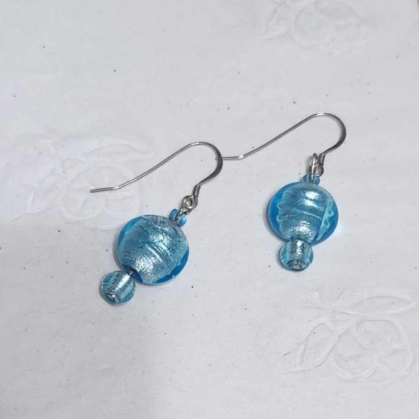 Sky Blue Glass Earings Dangling