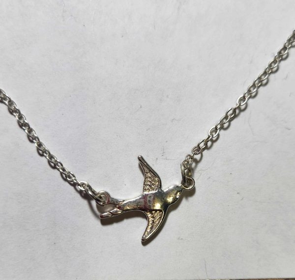 Silver Toned Bird Charm Necklace 14" - Image 4