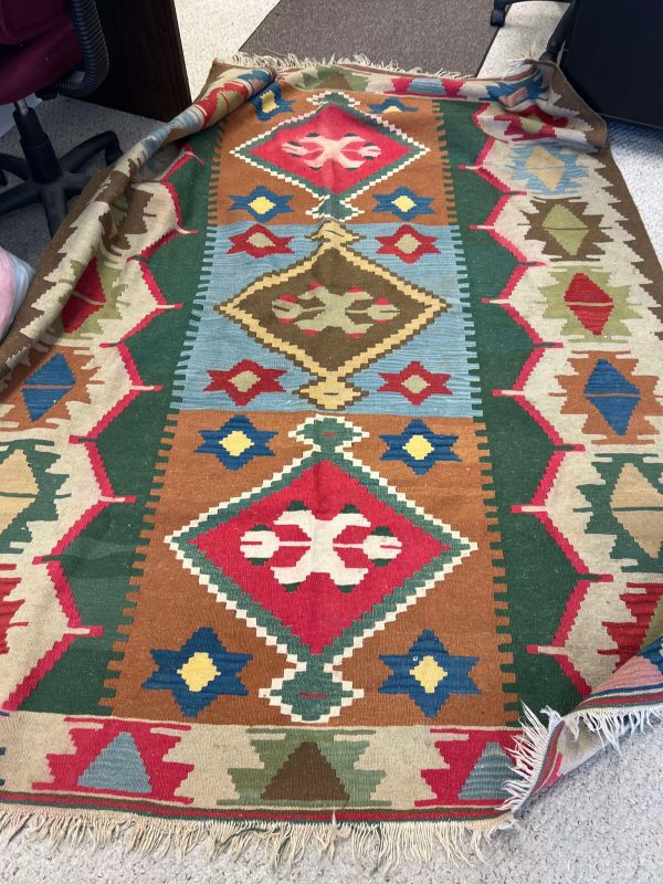 Pair of Wool /Jute Vintage Kilim Rugs