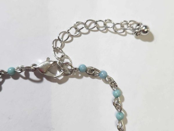 Jucicle Silver Toned Anchor Charm and Blue Bead Bracelett/Anklett - Image 3