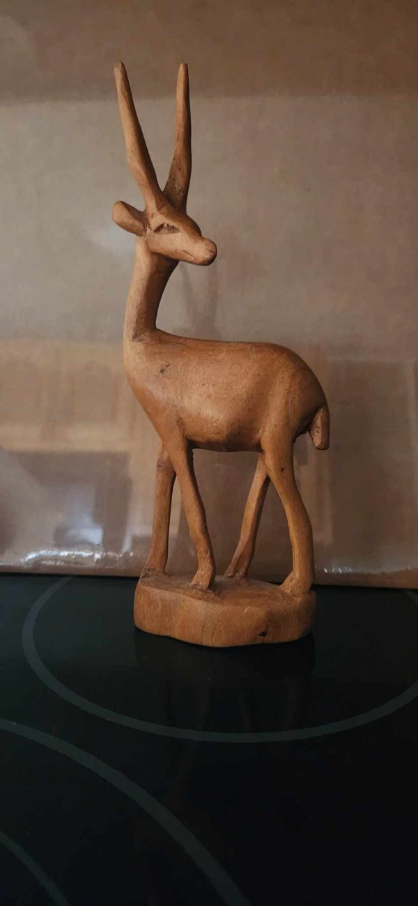 Handcarved Wooden Antelope Solid Wood Décor Sculpture Figure 8.5"