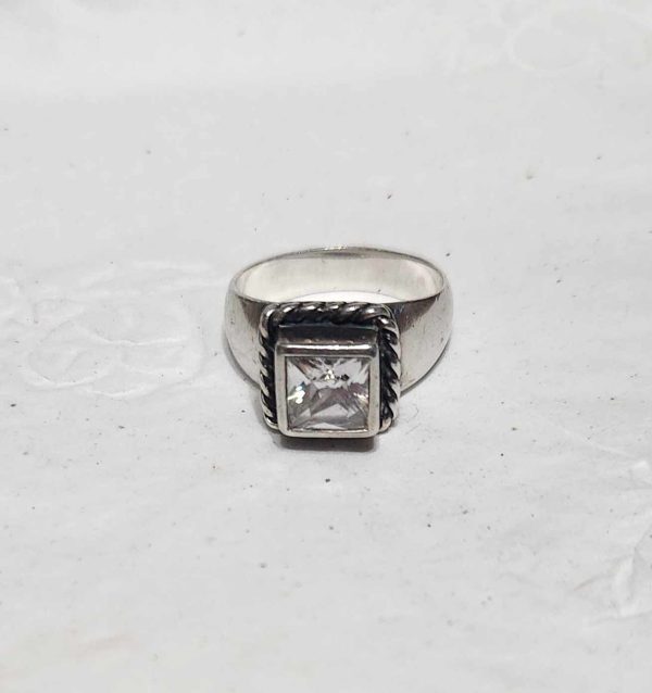 Silpada Sterling Silver Ring #R0836 Elizabeth Princess Cut Cubic Zirconia Size 7