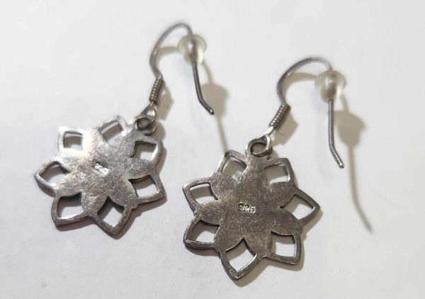 Sterling Silver Blooming Lotus Dangle Earings 1.3" - Image 2