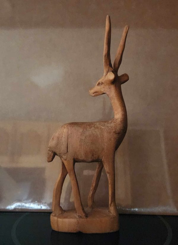 Handcarved Wooden Antelope Solid Wood Décor Sculpture Figure 8.5" - Image 3