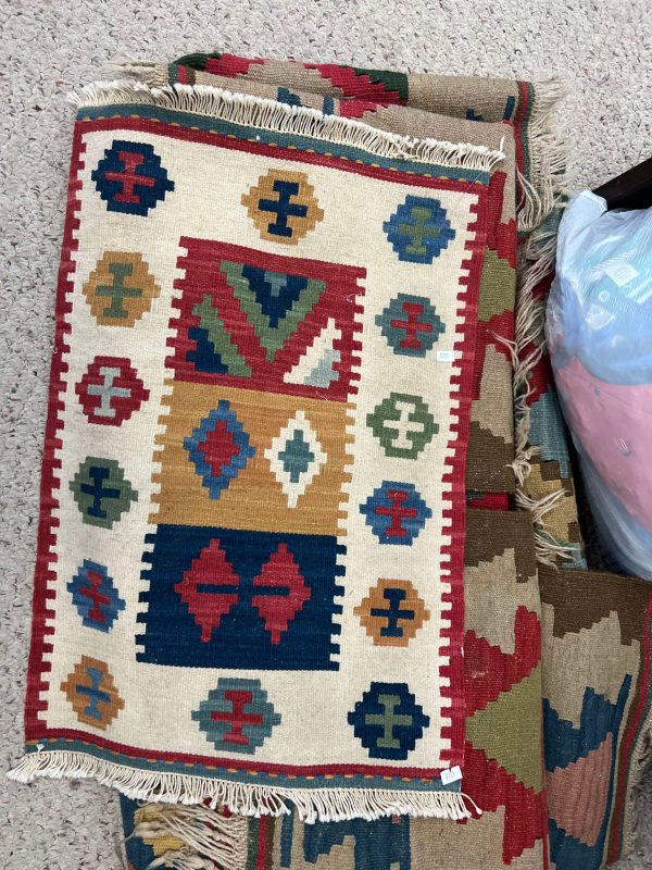 Pair of Wool /Jute Vintage Kilim Rugs - Image 2