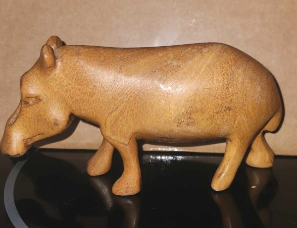 Handcarved Wooden Hippo Solid Wood Décor Sculpture Figure 3x5.5 - Image 2