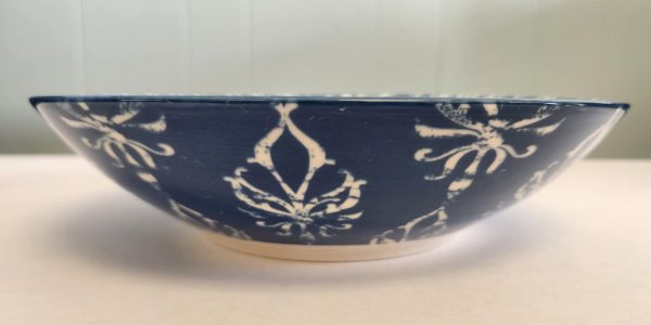 Geoff Tygret Pasta Salad Serving Bowl Porcelain Certified Int'l 9" Blue White - Image 4