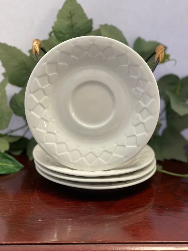 Set of 4 White Dessert Plates Gibson Designs