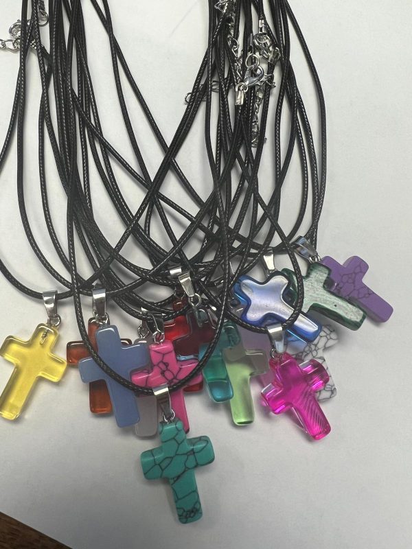 Stone Cross Necklaces w/ Cord