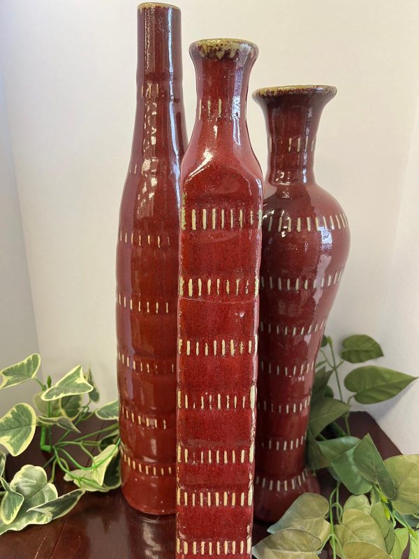 Red & Tan Ceramic Home Decor Vase