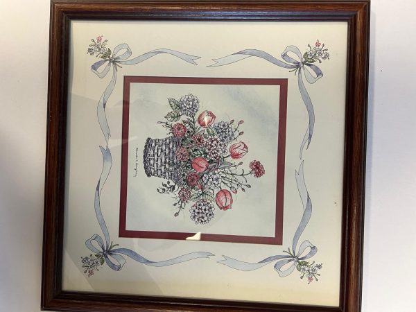 Charles F Humphrey Framed Print of Basket of Flowers