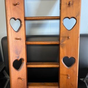 Vintage Wooden Whatnot Shelf with Heart Design