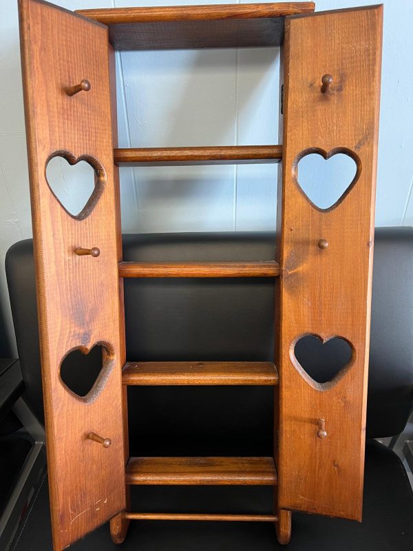 Vintage Wooden Whatnot Shelf with Heart Design