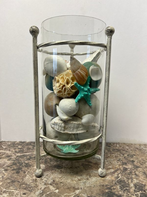 Glass & Metal Holder with Sea Items