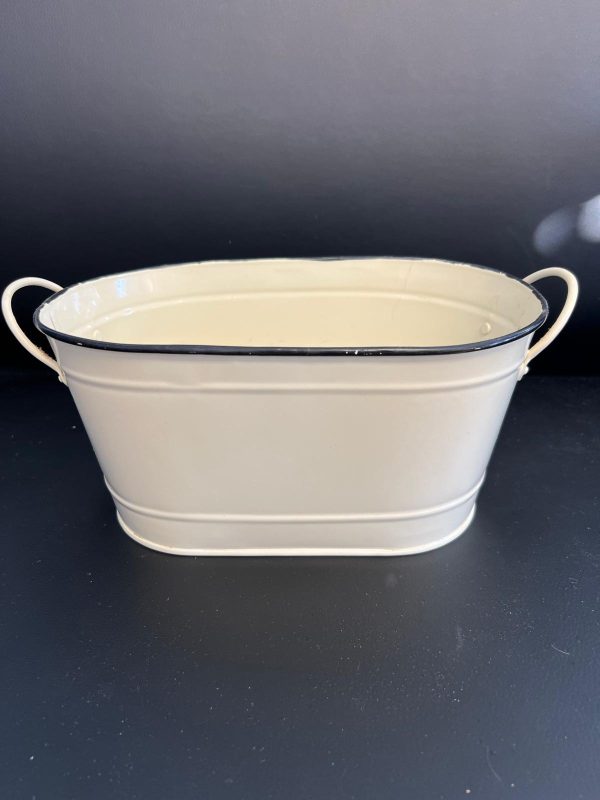 White Tin Bucket - Oval