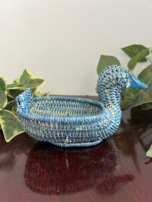 Blue Decorative Small Wicker Duck Basket