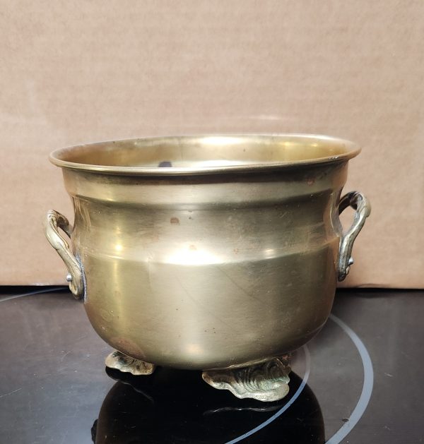 Vintage Brass Three Legged Planter Pot, Spitoon Couldron