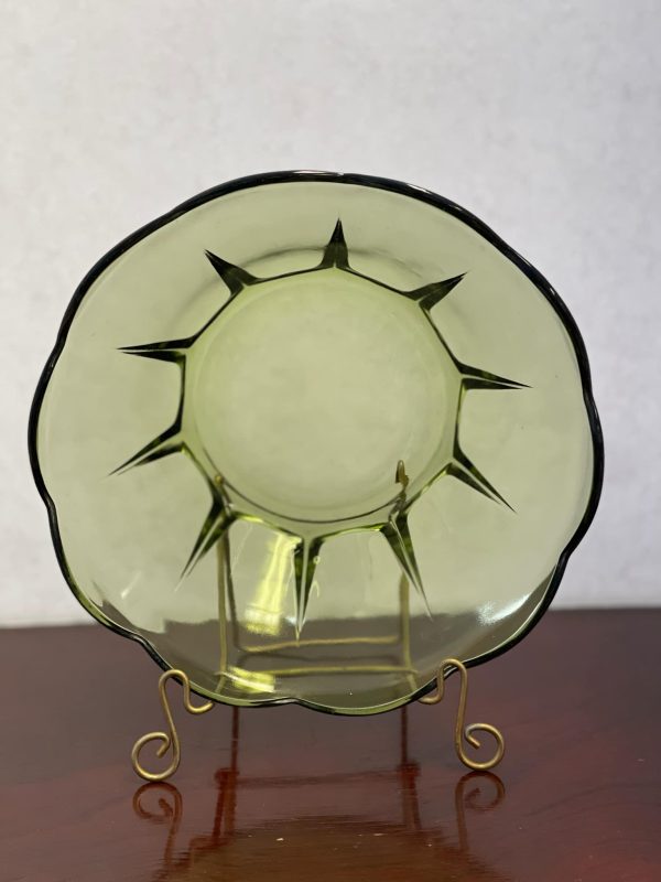 Avocado Green Carnival Glass Bowl