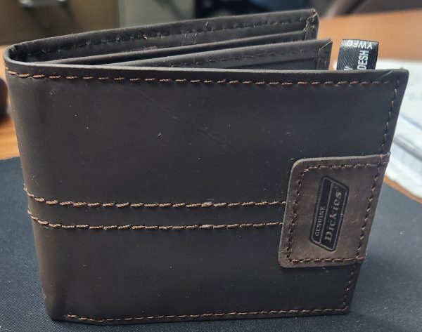 Mens Dickies Genuine Leather Wallet Brown