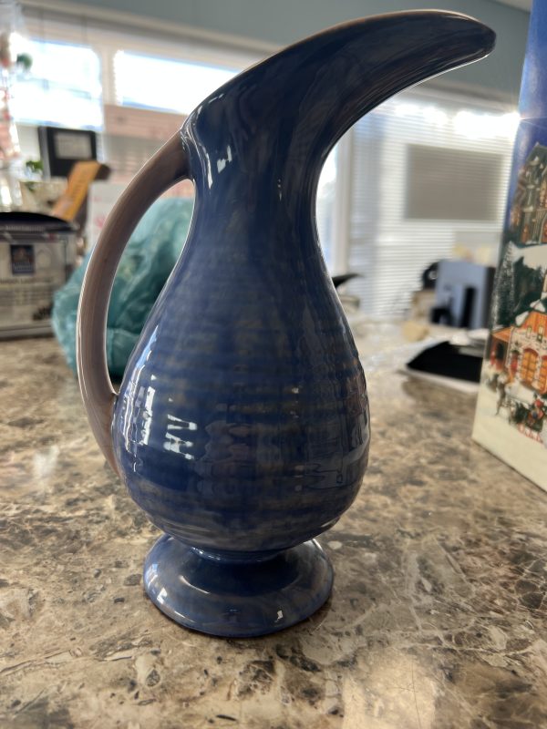 Vtg Stangl Art Pottery Pitcher Ewer Vase Blue Grey